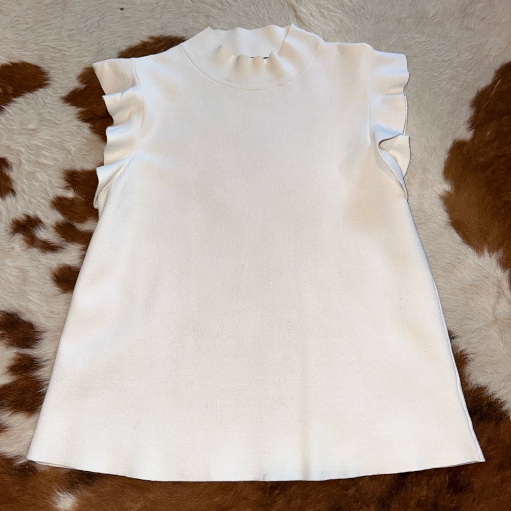 White Ruffle Sleeve Top